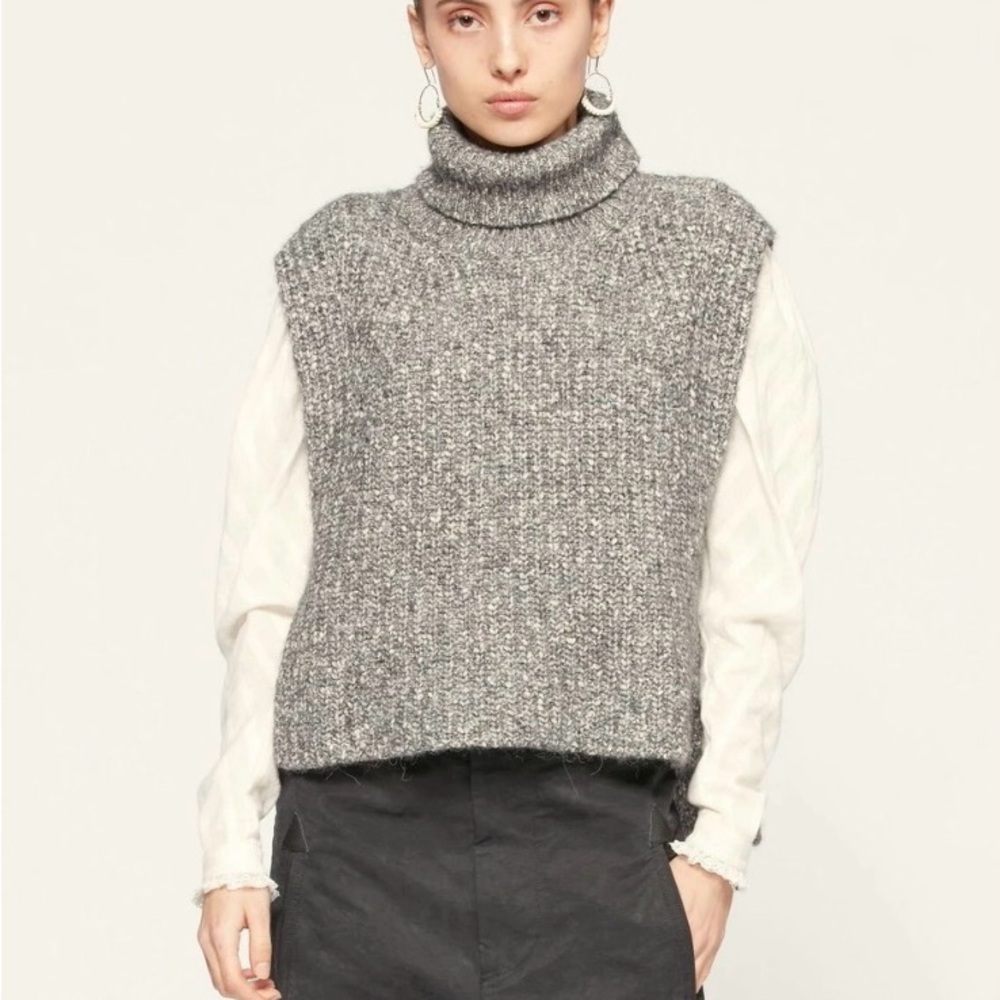 Elegant Gray Turtleneck Sweater Vest